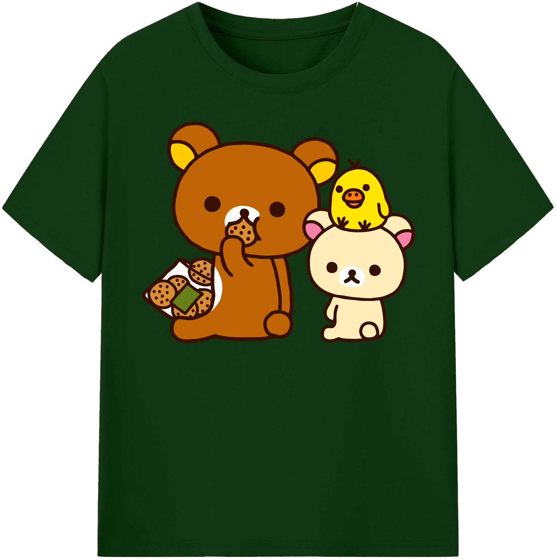（画像用） リラックマ リラックマ キイロイトリ Rilakkuma Korilakkuma Kiiroitori 綿100％半袖Tシャツ（フロントプリント）